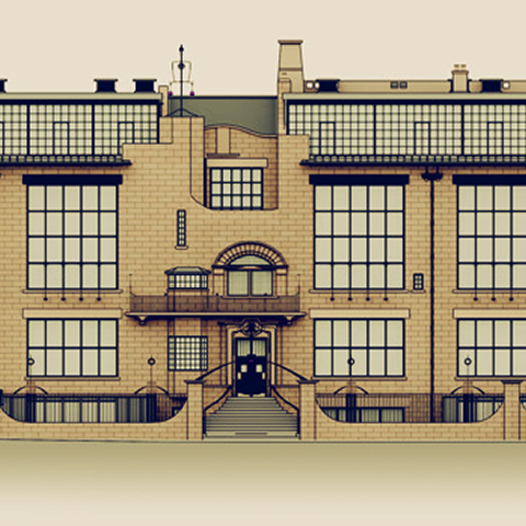 Digital model and animations of the Glasgow School of Art Mackintosh Building by Bob Marshall